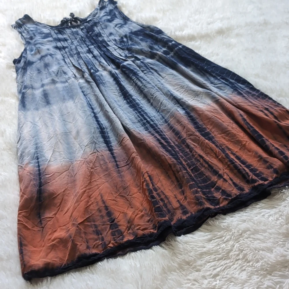 Sonoma Blue Tie Dye Ombre Flowy Dress with Pockets - Picture 4 of 12